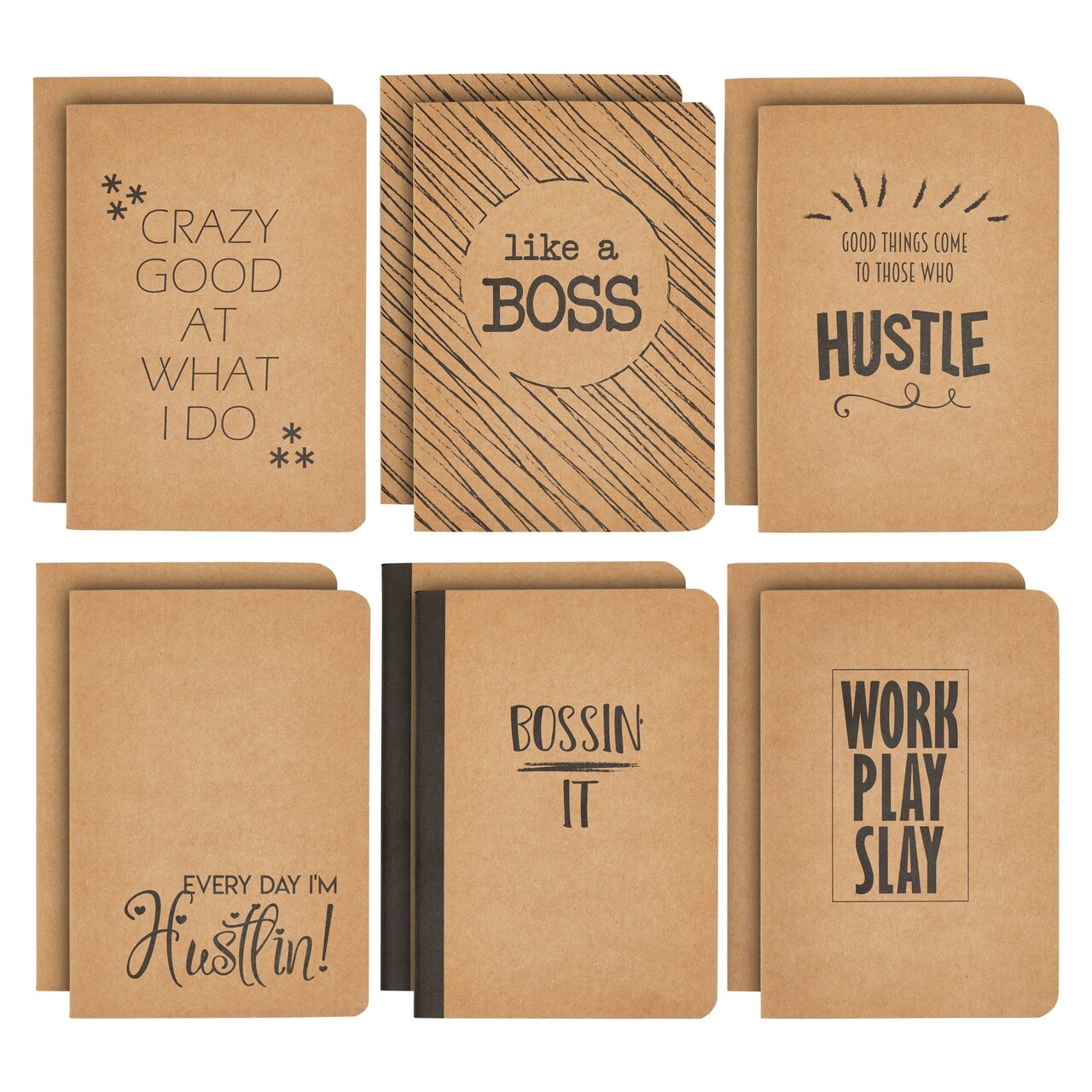Paper Junkie A6 Notebook 12-Pack - Sewn-Bound Lay-Flat Sketch Books for Kids - 250gsm Paper Journals in Bulk - 4 x 5.75 in Mini Composition Notebooks - Kraft Brown Softcover, 80 Pages